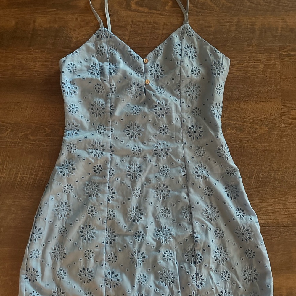 Light Blue Floral Mini Dress